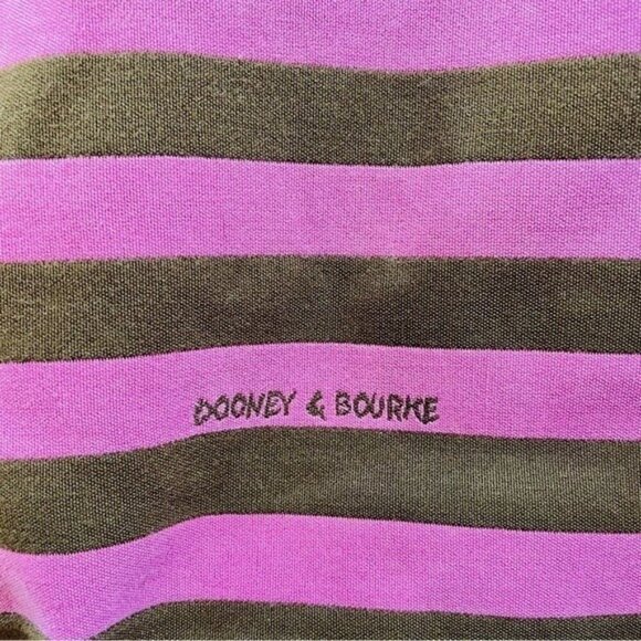Dooney and Bourke Pink and Brown Stripe Shoulder Bag Y2K Vintage - Picture 2 of 11